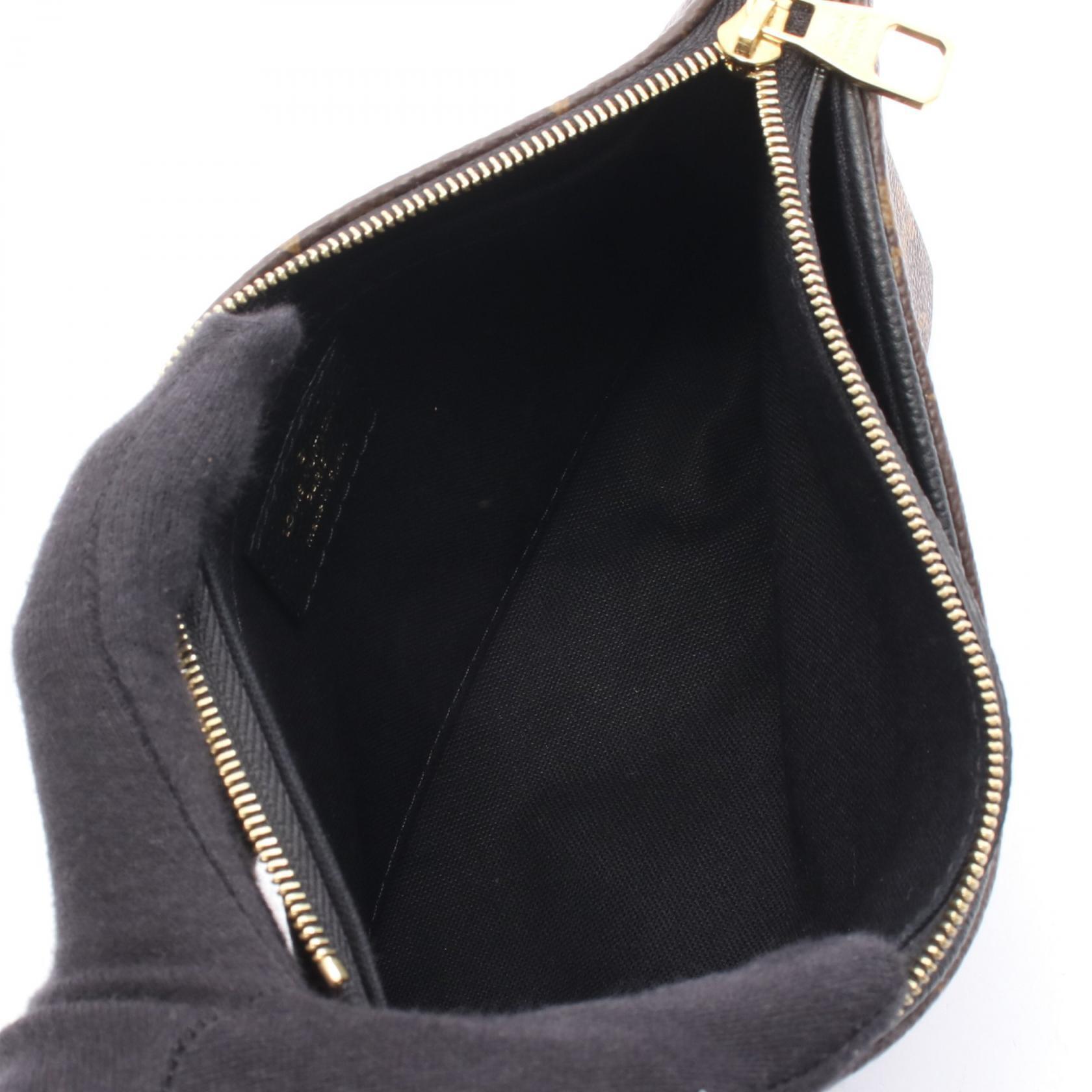 Louis Vuitton Pallas Leather Canvas Brown Black Clutch Handbag Monogram